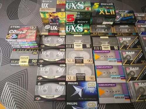 Lot blanco cassettes type II in verpakking, Cd's en Dvd's, Cassettebandjes, Nieuw in verpakking, Onbespeeld, 26 bandjes of meer