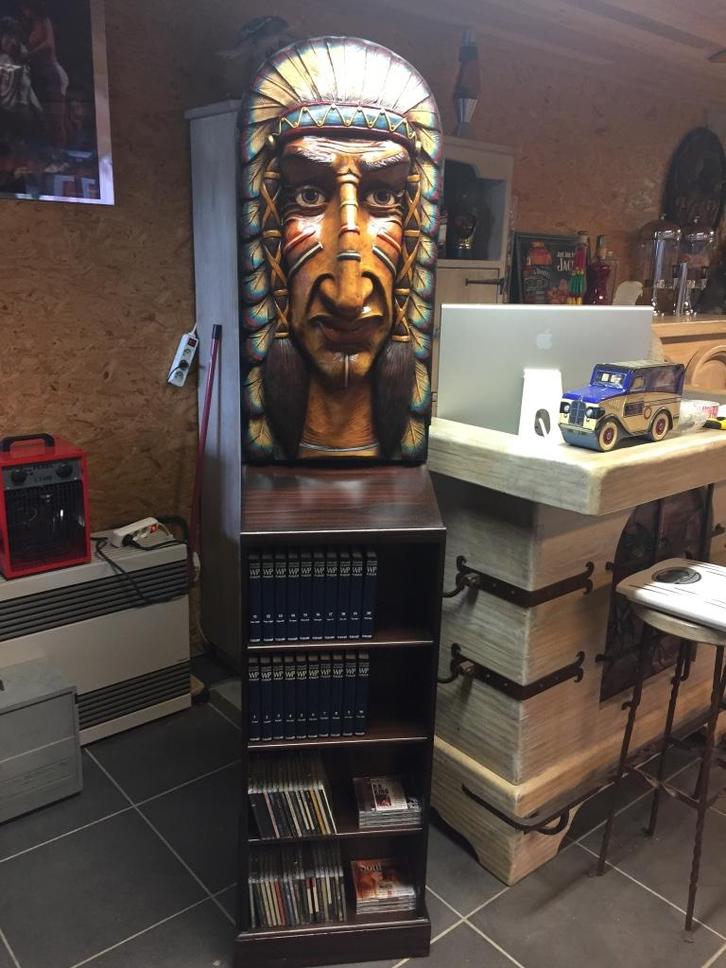 Zeer mooie exclusieve BARKAST..... “ Indiaan”, Antiek en Kunst, Kunst | Beelden en Houtsnijwerken, Ophalen