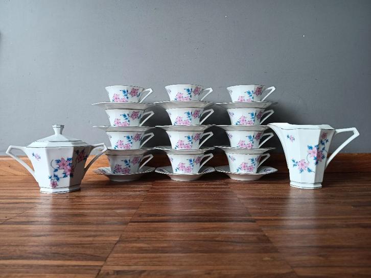 Vintage koffie/theeserviesje van Victoria, Antiquités & Art, Antiquités | Porcelaine, Enlèvement ou Envoi