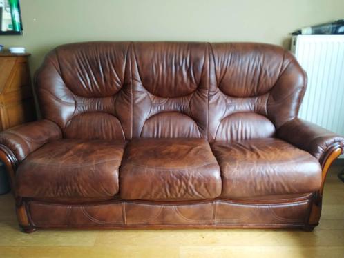 LEDEREN SALON, Huis en Inrichting, Zetels | Complete zithoeken, Gebruikt, Hout, Leer, Ophalen