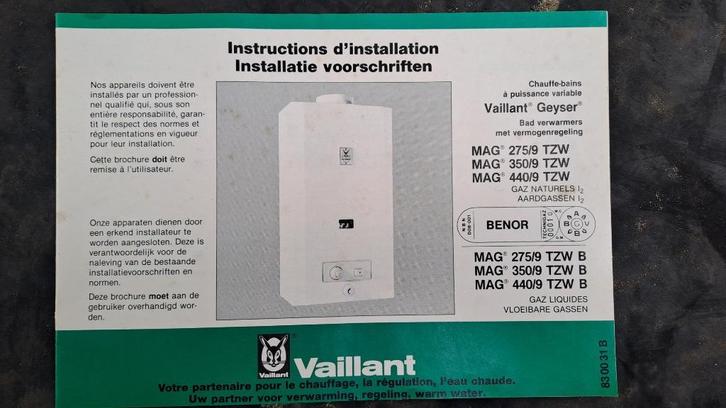 geyser - chauffe-eau instantané GAS Vaillant MAG 350/9 XTZW, Bricolage & Construction, Chauffe-eau & Boilers, Utilisé, Chauffe-eau
