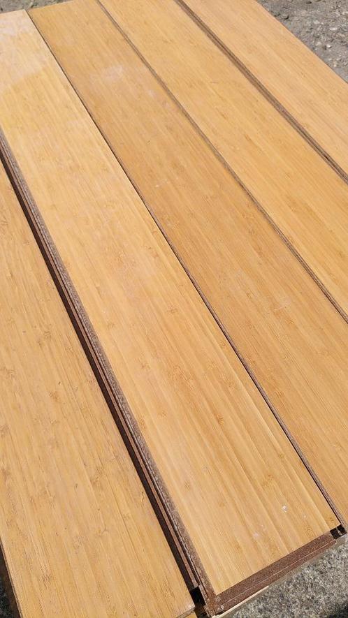 Bamboe laminaat parket vloer met massieve plint, Doe-het-zelf en Bouw, Hout en Planken, Gebruikt, Overige typen, Overige houtsoorten
