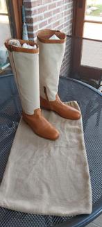 BOTTEGA VENETA, LEER, TWEEKLEURIG, Hoge laarzen, Beige, Nieuw, Ophalen of Verzenden