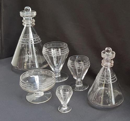 Jugendstil Drinkservies - glazen en karaffen - 43 stuks !, Antiek en Kunst, Antiek | Servies compleet, Ophalen