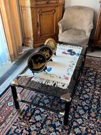 Glazen vintage salontafel antiek, Ophalen, Zo goed als nieuw