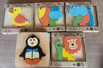 5 schitterend houten dierenpuzzels (4 nieuw) beschikbaar voor biedingen
