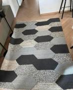 Gevlochten Wollen Tapijt - 170x240cm - 130€ - Grijs/Zwart, Huis en Inrichting, Ophalen, Zo goed als nieuw, Grijs, Tapijt