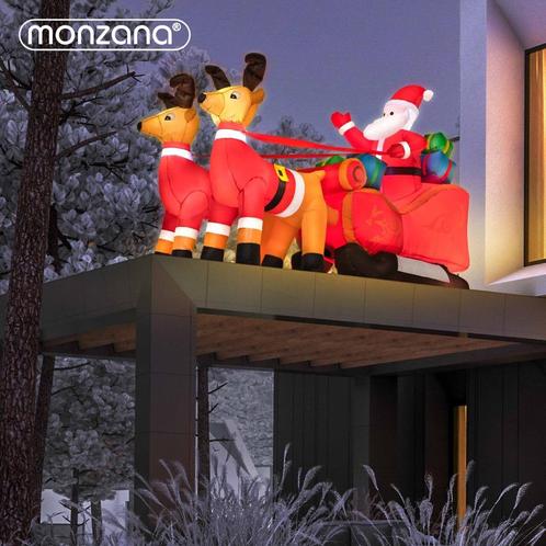 Opblaasbare Kerstman Met Slee XXL. LED Verlichte Decoratie., Divers, Noël, Neuf, Envoi