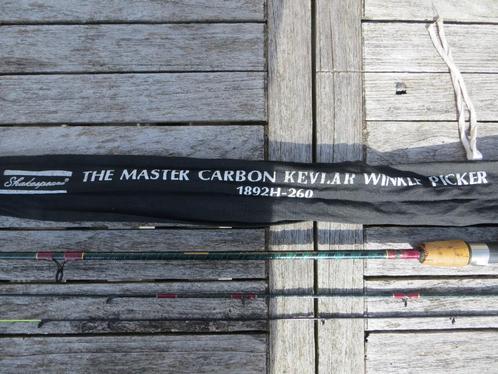 Shakespeare Carbon Kevlar Winkle Picker/feedertje + molen, Watersport en Boten, Hengelsport | Witvissen, Zo goed als nieuw, Werphengel