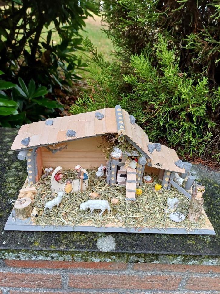 Nieuwe houten handgemaakte kerstwieg F203, Diversen, Kerst, Nieuw, Ophalen of Verzenden