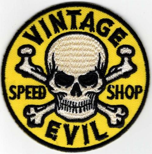 Vintage Evil Speed Shop opstrijk patch embleem, Collections, Autocollants, Neuf, Envoi