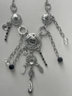 Halsketting metalen/zwarte steentjes/parels/nieuw, Handtassen en Accessoires, Kettingen, Ophalen, Nieuw