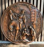 Koperen relief plaquette, Antiek en Kunst, Antiek | Religieuze voorwerpen, Ophalen of Verzenden