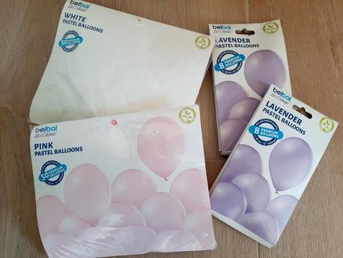 116 ballonnen parelwit, pastelroze, lavendelpaars, Hobby en Vrije tijd, Feestartikelen, Nieuw, Feestartikel, Ophalen of Verzenden