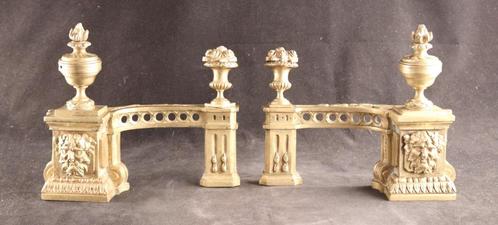 Paar antieke bronzen vuurbokken, Antiek en Kunst, Antiek | Woonaccessoires, Ophalen of Verzenden