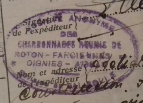 Lettre de voiture+1938+Charbonnage du Roton, Collections, Trains & Trams, Utilisé, Train, Enlèvement ou Envoi