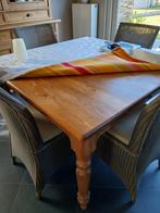Set vierkante houten tafel met 4 stoelen, Ophalen, Gebruikt, Landelijk, 4 tot 6 stoelen
