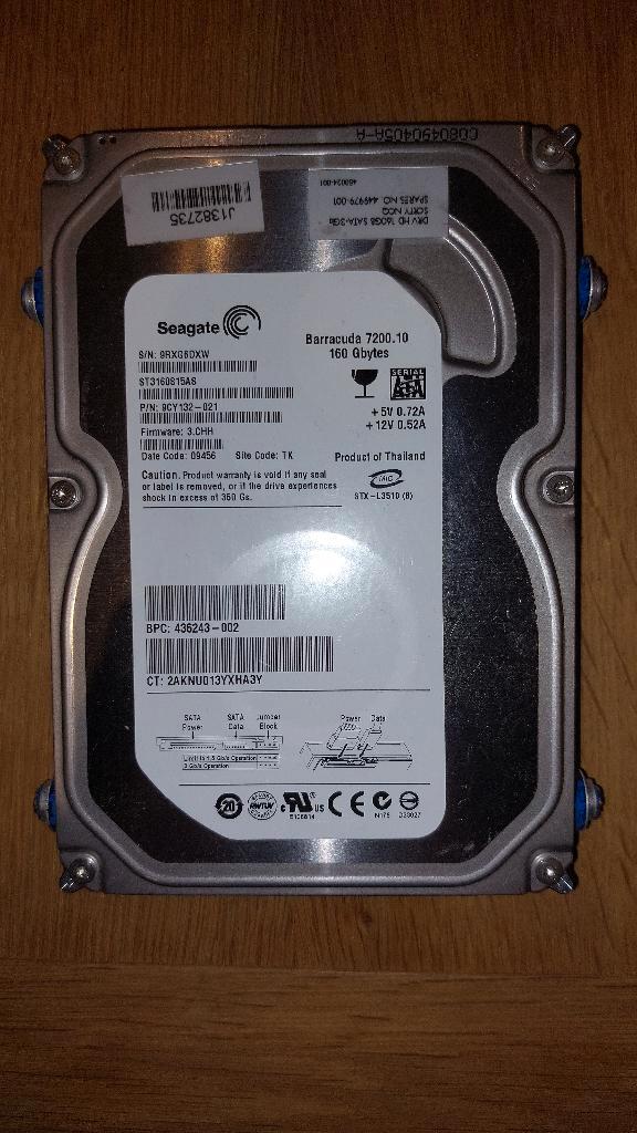HDD 3.5 Seagate 160 GB SATA - ST3160815AS, Computers en Software, Harde schijven, Gebruikt, Desktop, Intern, HDD, SATA, Ophalen