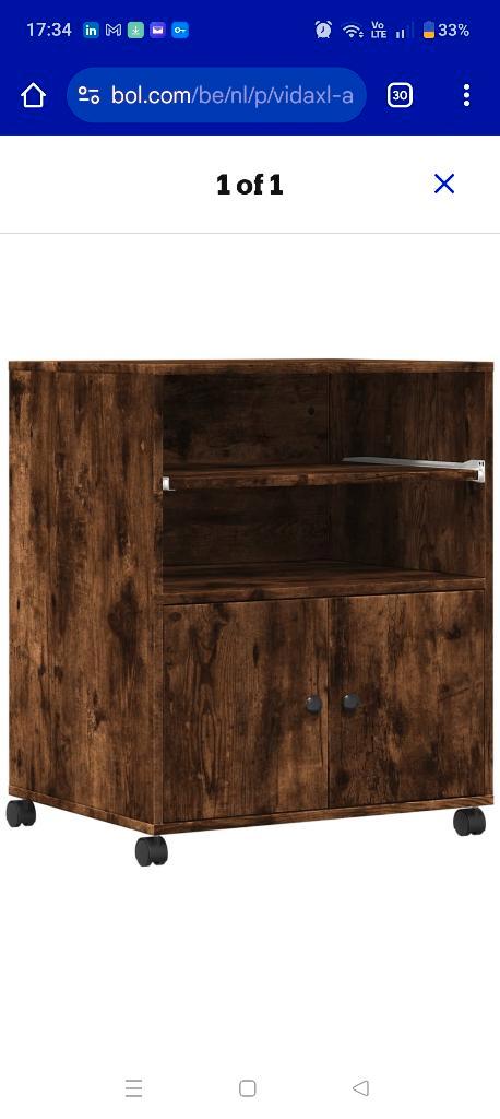 vidaXL Printer Cabinet + L-Shaped Corner Desk, Huis en Inrichting, Tafels | Eettafels, Ophalen