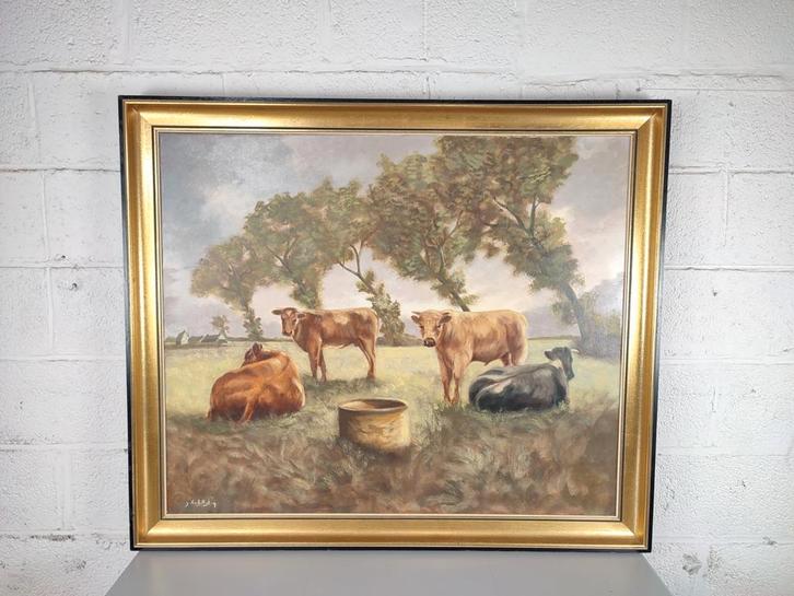 XXL schilderij met koeien - Gilbert Van Belleghem, Antiek en Kunst, Kunst | Schilderijen | Klassiek, Ophalen
