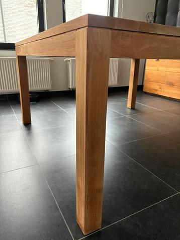 Massief teakhouten eetkamertafel, Huis en Inrichting, Ophalen, Zo goed als nieuw
