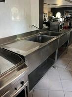 Dubbele spoeltafel m. aansluitingen + kraan  2,40m x 70 x 95, Zakelijke goederen, Horeca | Keukenapparatuur, Ophalen, Gebruikt