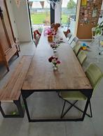 Houten tafel industriële look 180x90cm, Ophalen, Gebruikt, 75 cm of meer, Rechthoekig