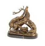 Prachtig Grote Bronzen Beeld van de Hertenjacht, Antiek en Kunst, Verzenden, Brons
