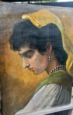 Portrait ancien -Jeune femme – HST, Antiquités & Art, Enlèvement ou Envoi