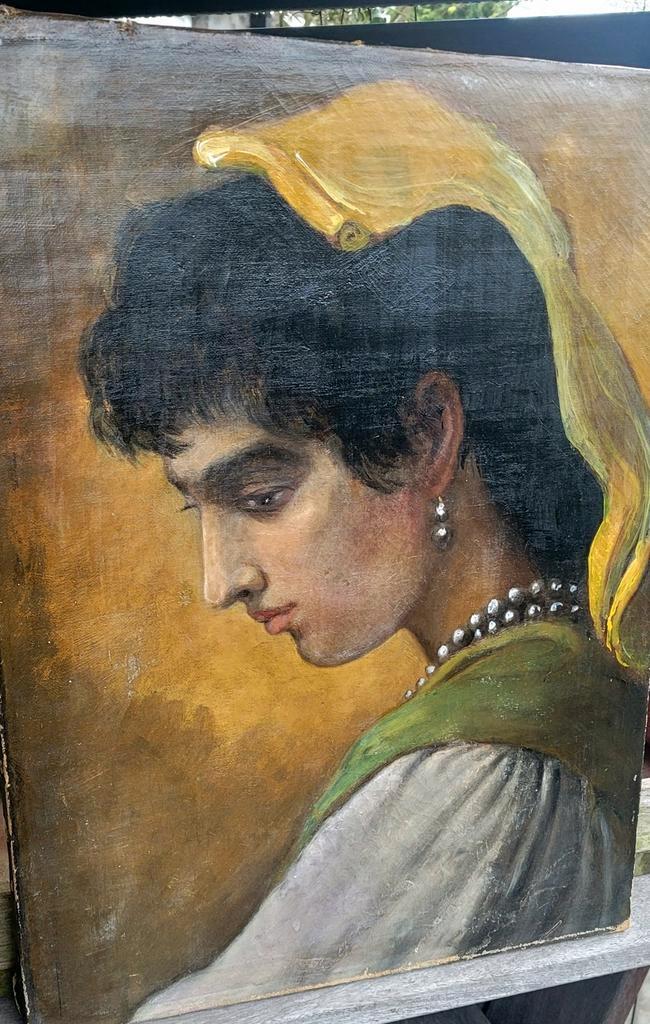 Portrait ancien -Jeune femme – HST, Antiquités & Art, Art | Peinture | Classique, Enlèvement ou Envoi