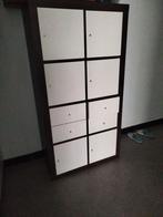 Massieve houten kast – donkerbruin met witte deuren, Ophalen