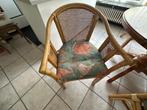 4 rieten stoelen met bijpassende tafel, Huis en Inrichting, Ophalen, Gebruikt, Bruin, Riet of Rotan