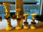 4 witte houten kandelaars, Antiek en Kunst, Ophalen, Overige materialen