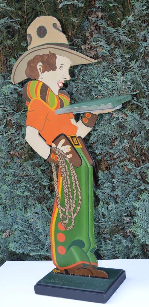 Cowboy en bois vintage avec tablette, 95 cm, Enlèvement ou Envoi