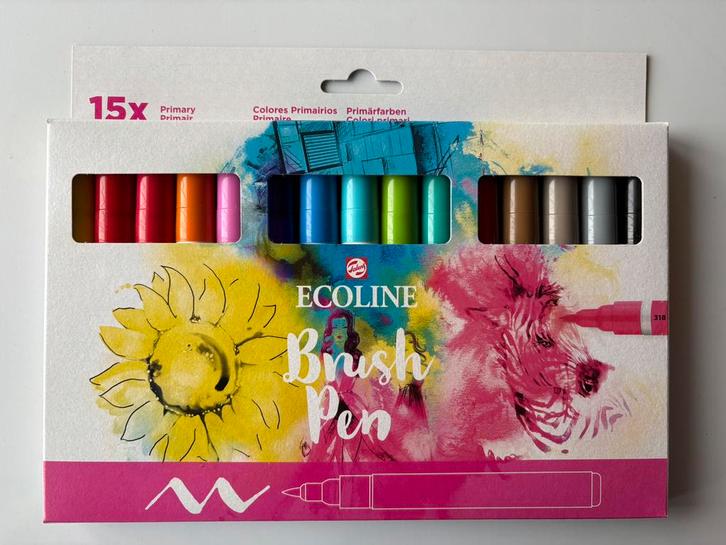 SPLINTERNIEUWE doos 15 stuks ECOLINE brushpennen., Hobby en Vrije tijd, Tekenen, Nieuw, Ophalen