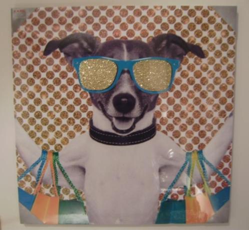 >>> SHOPPING DOG <<< Digitale print op canvas., Verzamelen, Posters, Nieuw, Dier of Natuur, Vierkant, Canvas of Doek, Ophalen