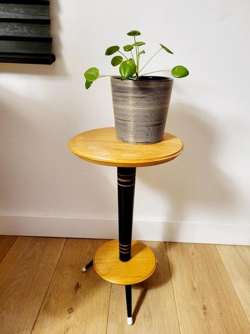 Tripod vintage plantenstandaard of tafeltje met 2 etages, Antiek en Kunst, Curiosa en Brocante, Ophalen