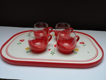 Set vintage de 4 verres à thé rouges Melitta 