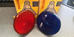 philips comptalux 100W E27 rood en blauwe lampen 60s, Gloeilamp, 60 watt of meer, Zo goed als nieuw, E27 (groot)
