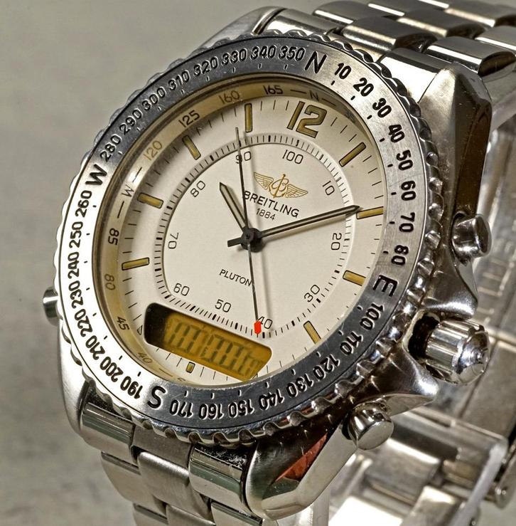 Breitling Navitimer Pluton - ensemble complet, Bijoux, Sacs & Beauté, Montres | Hommes, Comme neuf, Breitling, Acier, Enlèvement ou Envoi