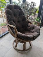 vintage rotan draaistoel met kussen, Huis en Inrichting, Ophalen, Gebruikt, Riet of Rotan, Landelijk vintage cottage