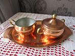 melk en suiker set-koper-FAGUS-PORTUGAL-3delig-VINTAGE, Antiek en Kunst, Antiek | Brons en Koper, Ophalen of Verzenden, Koper