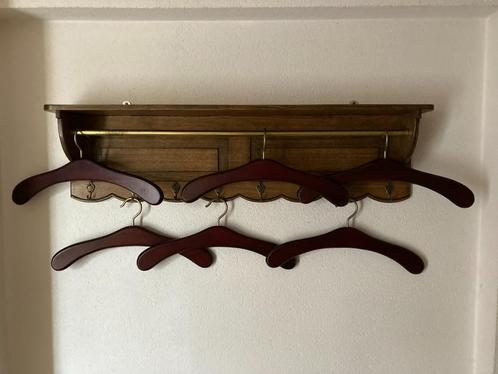 rustieke houten wandkapstok + 6 houten kapstokken (massief), Huis en Inrichting, Woonaccessoires | Kapstokken, Gebruikt, Wandkapstok