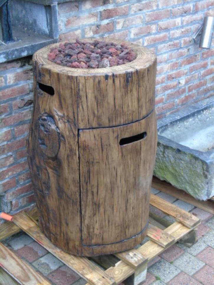 Terrasverwarmer gasvuurpot die boomstam imiteert, Tuin en Terras, Terrasverwarmers, Nieuw, Gas, Vloer, Waterbestendig, Ophalen