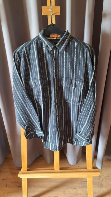 Chemise vintage à manches longues pour homme noire taille 40