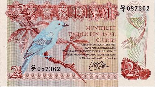 Suriname 1985 2 1/2 Gulden Muntbiljet (serie 1961-1985) UNC, Postzegels en Munten, Bankbiljetten | Amerika, Los biljet, Zuid-Amerika