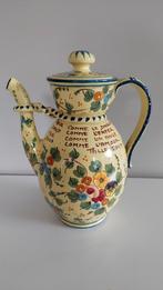 Mooie Italiaanse vintage koffiepot met citaat Talleyrand, Antiek en Kunst, Antiek | Keramiek en Aardewerk, Ophalen of Verzenden