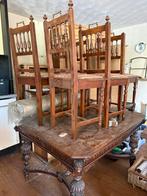 Antieke uitschuifbare tafel en 6 stoeltjes, Antiek en Kunst, Ophalen