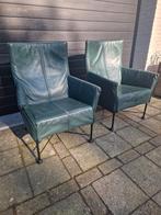 Montis Charly design fauteuils groen leder. (2x), Huis en Inrichting, Zetels | Zetels, Ophalen, Gebruikt, Leer