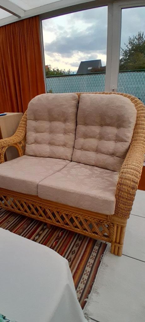 Rotan set zware stoelen beige riet, Maison & Meubles, Fauteuils, Comme neuf, Osier ou Rotin, Enlèvement